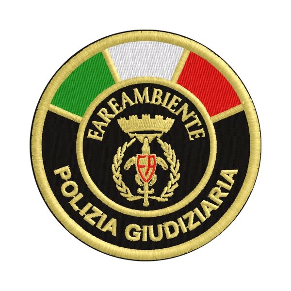 Patch ricamato POLIZIA GIUDIZIARIA DI FAREAMBIENTE diam.8,0 cm  Cod.20190510_A