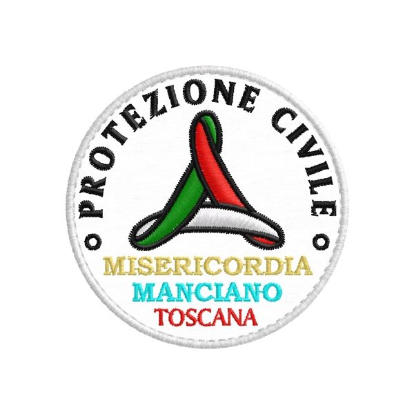 Patch ricamato prot.civile "MISERICORDIA MANCIANO TOSCANA" Diam. cm.7 Cod.20190521_A
