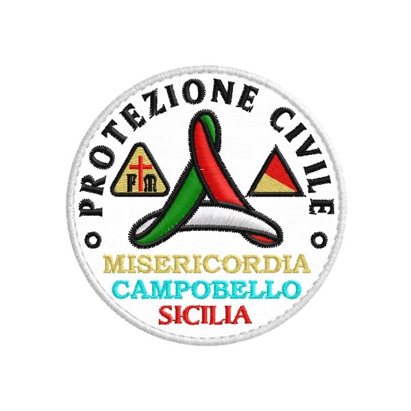 Patch ricamato prot.civile "MISERICORDIA CAMPOBELLO SICILIA" Diam. cm.7 Cod.20190522_A