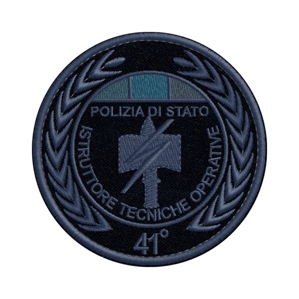 ISTRUTTORE TECNICHE OPERATIVE Polizia di Stato ,patch ricamato a bassa visibilita con tricolore su base tessuto bluNAVY Cod.20190526_A