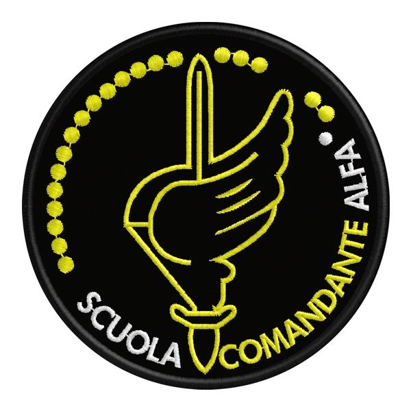 Patch ricamato logo SCUOLA COMANDANTE ALFA Diam. 95 mm. cod.20190603_A