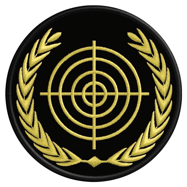Patch ricamato Alloro con bersaglio Diam. 95 mm. cod.20190604_A