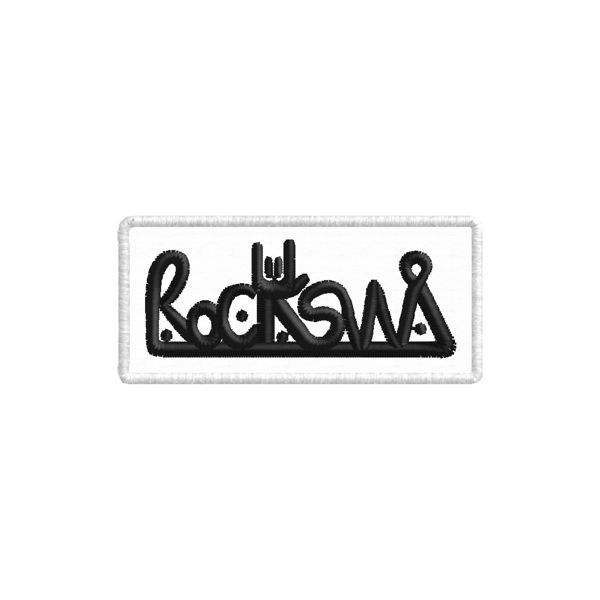 Patch ricamato base cm. 6 x cm. 3 di altezza Logo ROCKSWA cod. 20190611_A