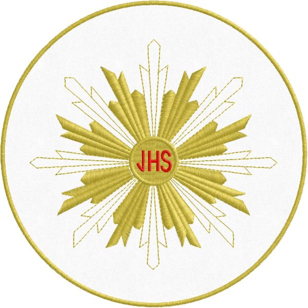 Patch tondo ricamato diametro cm. 15 simbolo comunione in Jesus Cod.20190612_A