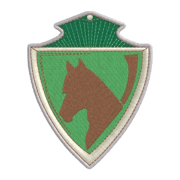 Scudetto ricamato logo SEF-ITALIA base cm.7 altezza cm.9 cod.20190614_A