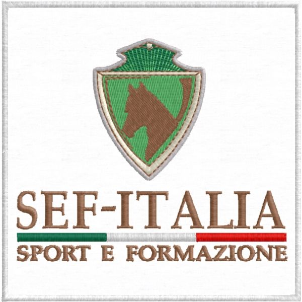 Patch ricamata SEF-ITALIA Sport e Formazione cm.10 x 10 Cod.20190615_A