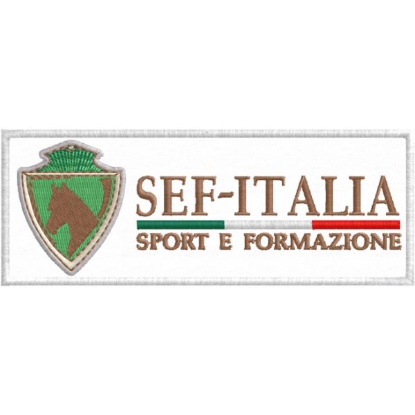 Patch ricamata SEF-ITALIA Sport e Formazione cm.11 x 4 Cod.20190616_A