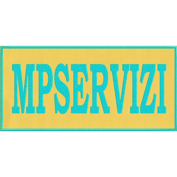 Patch ricamato scritta MPSERVIZI rettangolare mm. 240 per 115 di altezza Cod.20190618_A