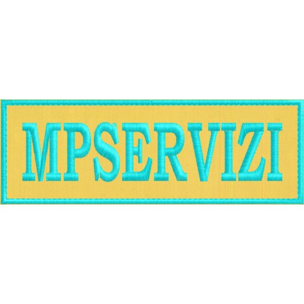 Patch ricamato scritta MPSERVIZI rettangolare mm. 145 per 50 di altezza Cod.20190618_B