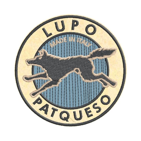 Patch ricamata su base panna LUPO PATQUESO diam. 80 mm. Cod.20190901_A