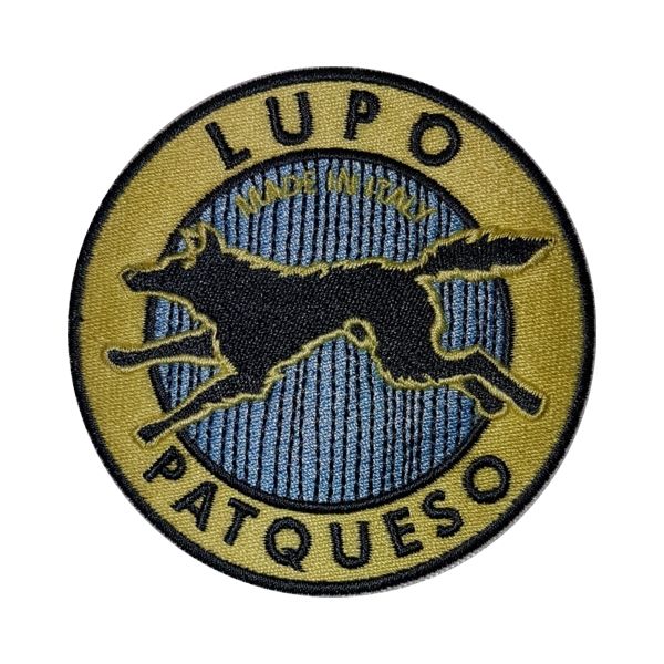Patch completamente ricamata LUPO PATQUESO diam. 80 mm