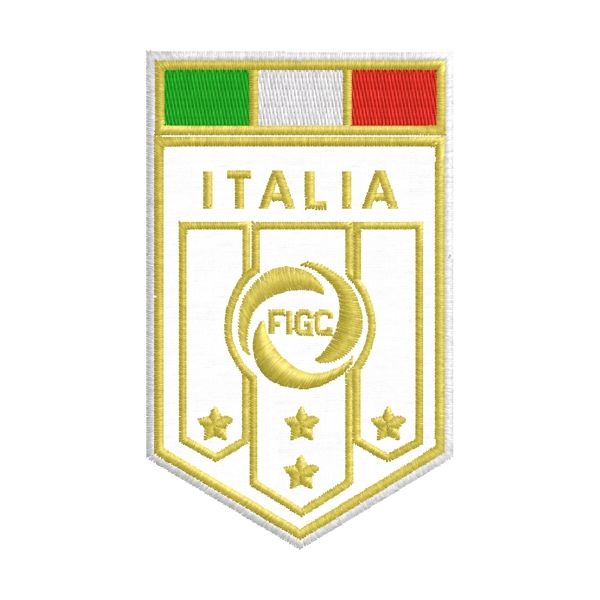 Patch ricamato su base bianca con filato gold FIGC ITALIA  Cod.20190906_A
