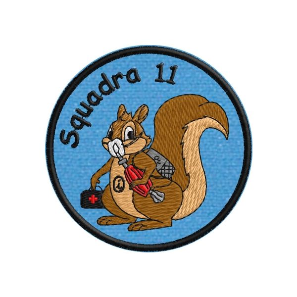 Patch ricamato Scoiattolo con bombola di ossigeno Squadra 11 diam. cm.7 cod.20190915_A