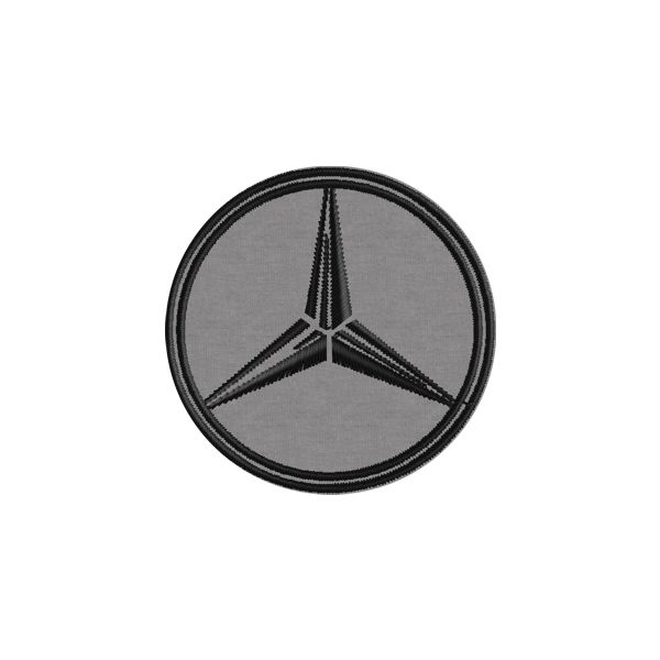 Patch ricamato su base grigia Logo Stemma MERCEDES BENZ  diam. 5cm con filo bianco