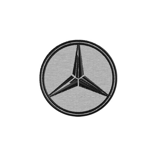 Patch completamente  ricamato a filo Logo Stemma MERCEDES BENZ  diam. 5cm con filo NERO