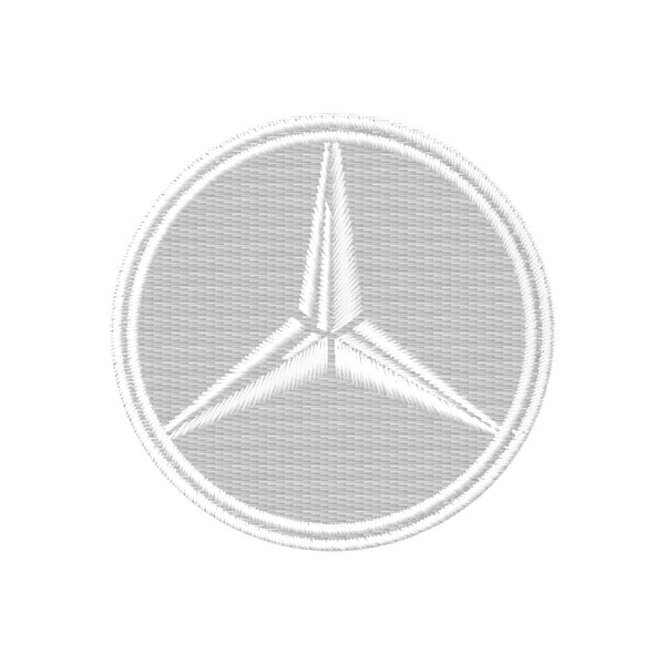 Patch completamente  ricamato a filo Logo Stemma MERCEDES BENZ  diam. 5cm con filo NERO