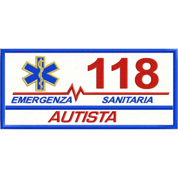 Patch ricamato DA SCHIENA  EMERGENZA SANITARIA 118 qualifica SOCCORRITORE