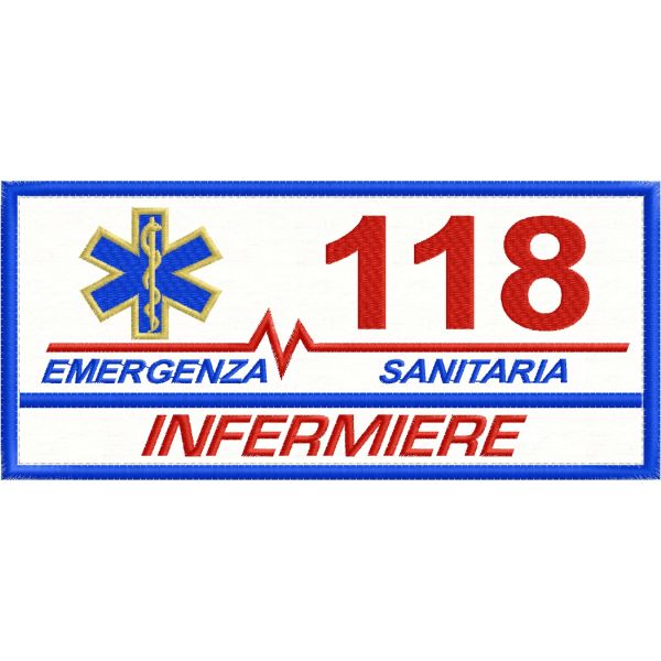 Patch ricamato DA SCHIENA  EMERGENZA SANITARIA 118 qualifica SOCCORRITORE