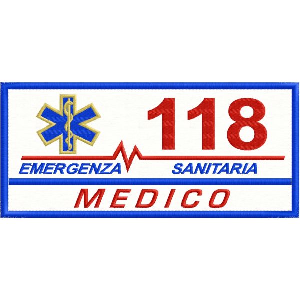 Patch ricamato DA SCHIENA  EMERGENZA SANITARIA 118 qualifica SOCCORRITORE