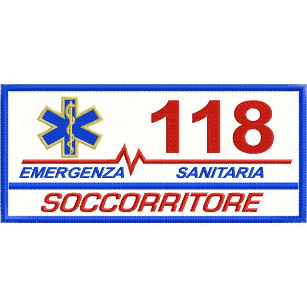 Patch ricamato DA SCHIENA  EMERGENZA SANITARIA 118 qualifica SOCCORRITORE
