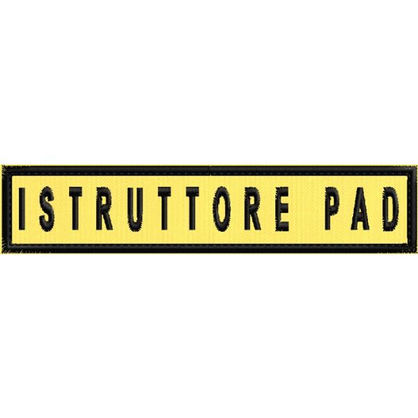 Stemma RICAMATO SU BASE GIALLA, (ISTRUTTORE PAD) su base cm.12 Cod. 2019CB12_D