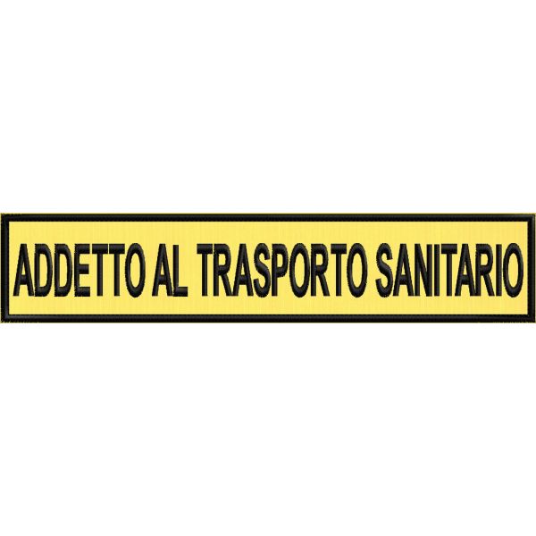 Stemma RICAMATO SU BASE GIALLA, (ADDETTO AL TRASPORTO SANITARIO) su base cm.25 Cod. 2019CB25_A