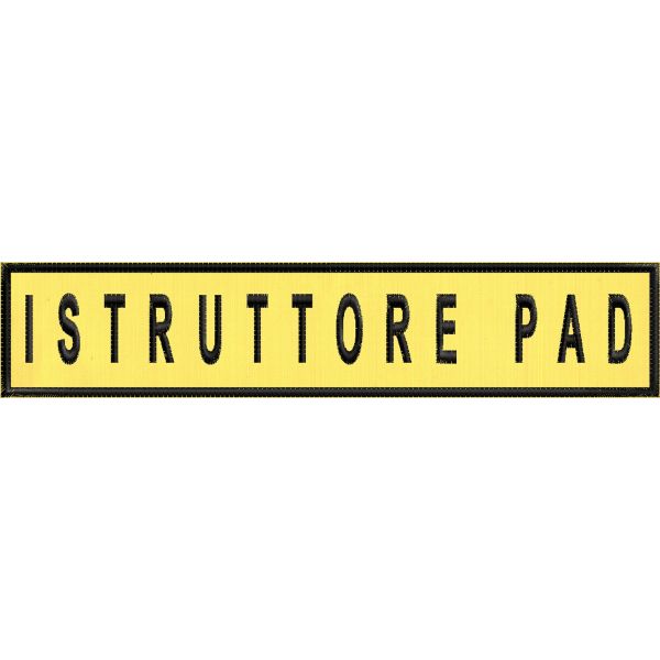 Stemma RICAMATO SU BASE GIALLA, (ISTRUTTORE PAD) su base cm.25 Cod. 2019CB25_D