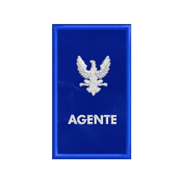PATCH ricamato GUV su fondo blu royal cm. 7.5 x 4.5 con ricamo AGENTE cod.2019GUV1102
