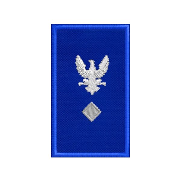 PATCH ricamato GUV su fondo blu royal cm. 7.5 x 4.5 con ricamo 1-ROMBO bordo grigio cod.2019GUV1201