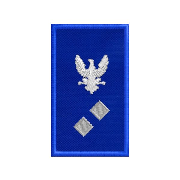 PATCH ricamato GUV su fondo blu royal cm. 7.5 x 4.5 con ricamo 2-ROMBI bordo grigio cod.2019GUV1202