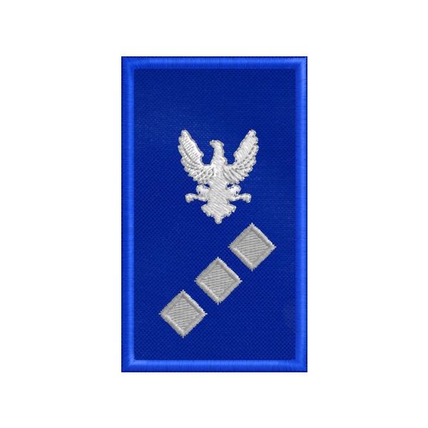 PATCH ricamato GUV su fondo blu royal cm. 7.5 x 4.5 con ricamo 3-ROMBI bordo grigio cod.2019GUV1203