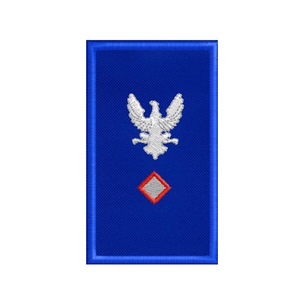 PATCH ricamato GUV su fondo blu royal cm. 7.5 x 4.5 con ricamo 1-ROMBO bordo rosso cod.2019GUV1301