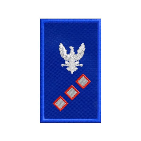 PATCH ricamato GUV su fondo blu royal cm. 7.5 x 4.5 con ricamo 3-ROMBI bordo rosso cod.2019GUV1303