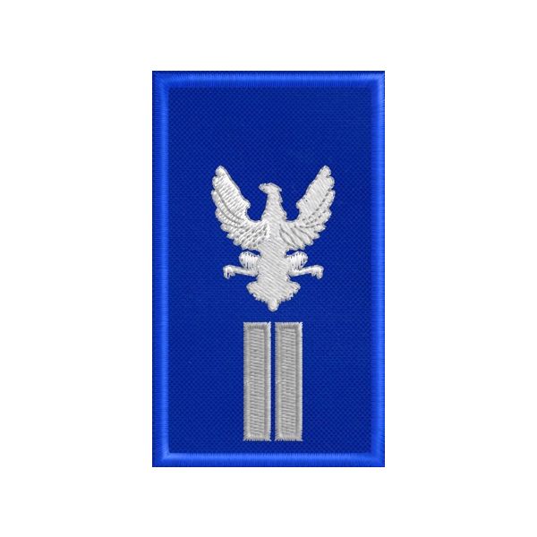 PATCH ricamato GUV su fondo blu royal cm. 7.5 x 4.5 con ricamo 2 BARRE SOTTILI bordo grigio cod.2019GUV1402