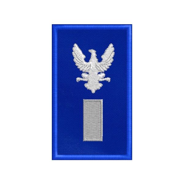 PATCH ricamato GUV su fondo blu royal cm. 7.5 x 4.5 con ricamo 1 BARRA SPESSA bordo grigio cod.2019GUV1601