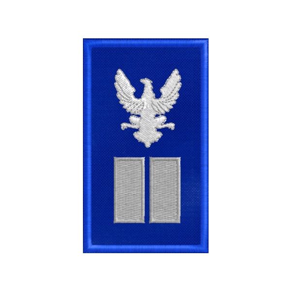 PATCH ricamato GUV su fondo blu royal cm. 7.5 x 4.5 con ricamo 2 BARRE SPESSE bordo grigio cod.2019GUV1602