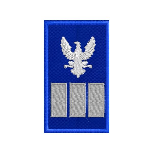 PATCH ricamato GUV su fondo blu royal cm. 7.5 x 4.5 con ricamo 3 BARRE SPESSE bordo grigio cod.2019GUV1603
