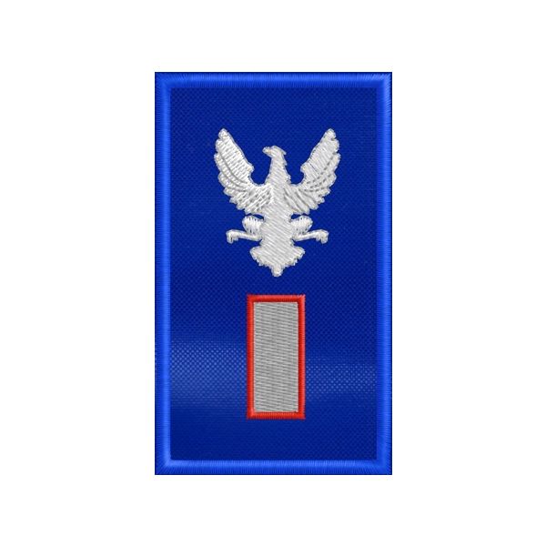 PATCH ricamato GUV su fondo blu royal cm. 7.5 x 4.5 con ricamo 1 BARRA SPESSA bordo ROSSO cod.2019GUV1604