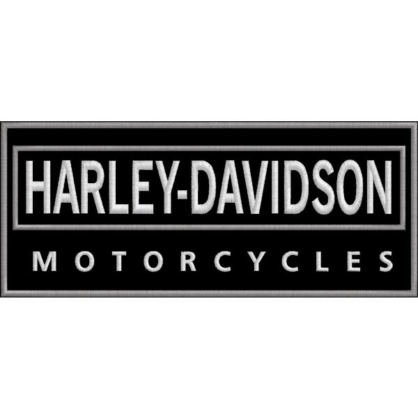 PATCH ricamata scritta HARLEY-DAVIDSON motorcycles su base nera cm. 24X10 di lunghezza Cod.20200102_A