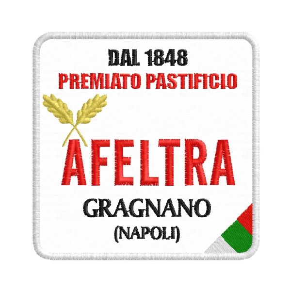 Patch ricamato A COLORI pastificio AFELTRA mm. 80 per 80 di altezza Cod.20200116_A