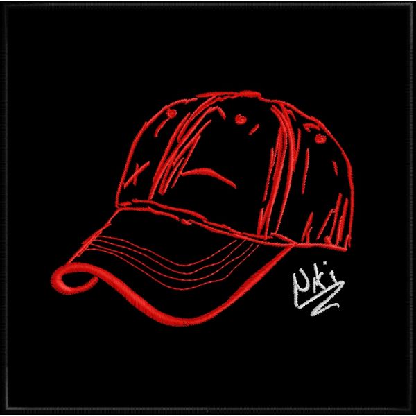 Patch ricamato su NERA cappello con firma Niki mm.120 per 120 di altezza Cod.20200120_A