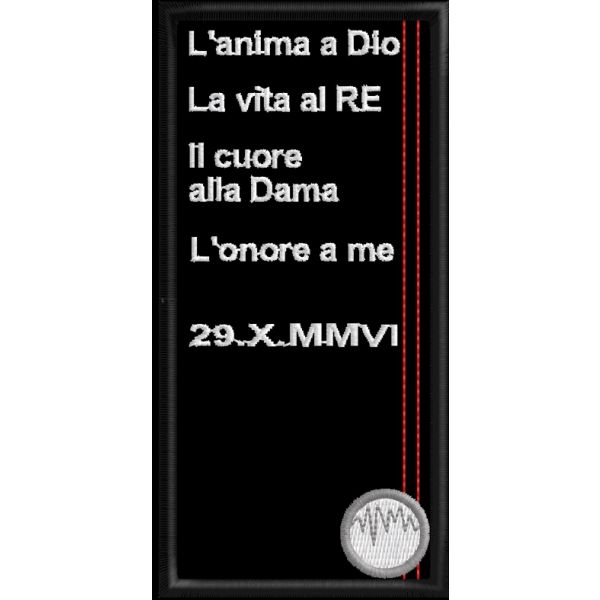Patch ricamata "TEMPLATES PROMISE" mm.50 per 100 di altezza 