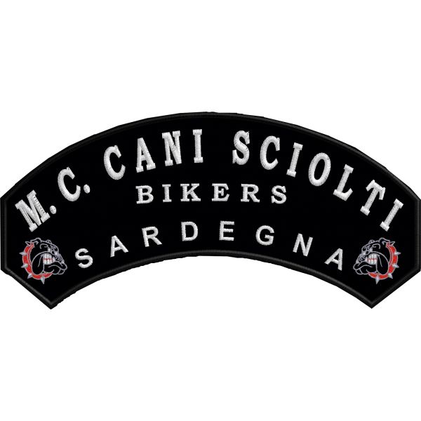 Patch ricamata M.C. CANI SCIOLTI sardegna, con 2 mastini cod.20200130_A