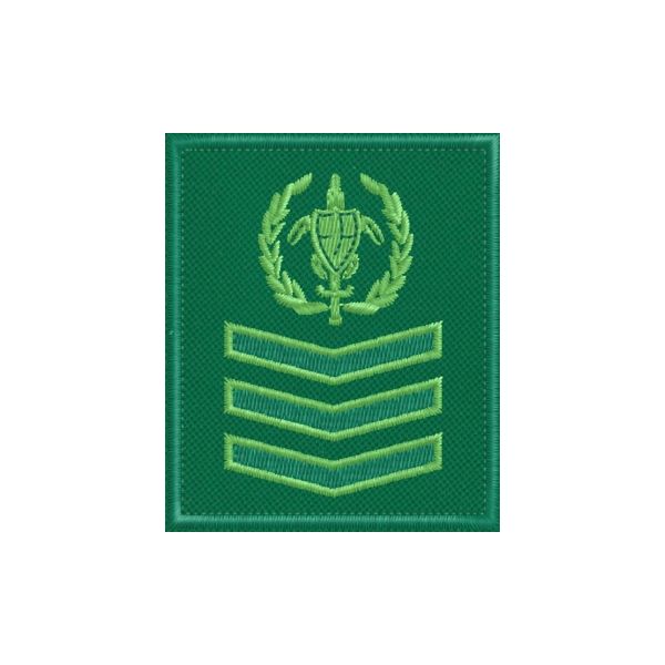 Patch quadrato ricamato logo FareAmbiente con 3 galloni VERDI cod.20200142_A