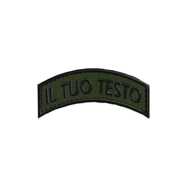 patch ricamato a mezzaluna con nome a piacere su base di tessuto VERDE MILITARE  Cod.20200212_A