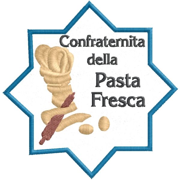 Patch ricamata Confraternita della Pasta Fresca stella 8 punte. 90 mm
