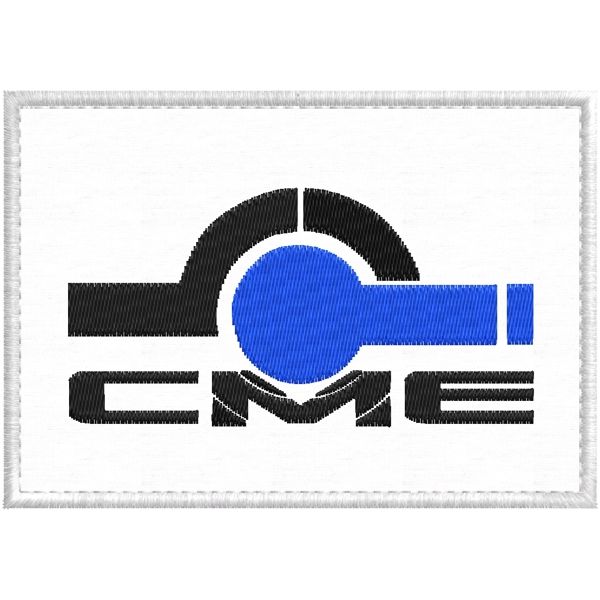 Patch ricamato rettangolare logo - C M E - mm. 100 per 70 di altezza Cod.20200224_A