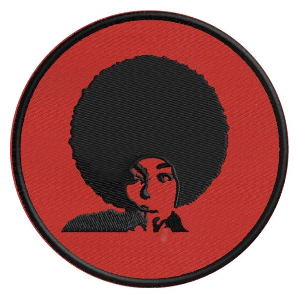 Patch ricamato su base rossa, testa di moro  diam.mm. 95