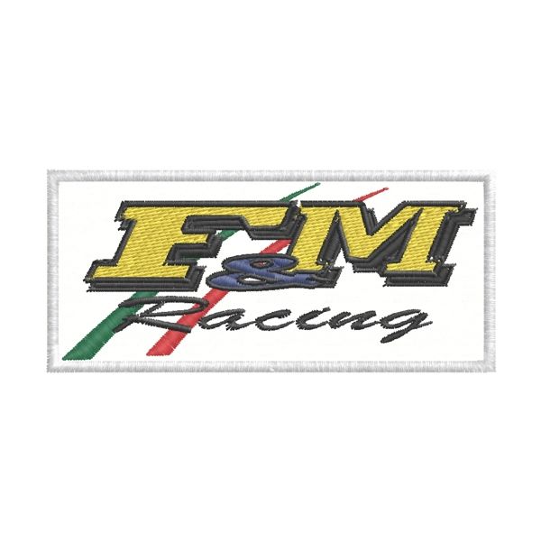 Patch Ricamato F&M Racing rettangolare cm. 8,5 x 4,0 Cod.20200322_A