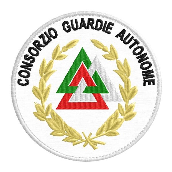 Scudetto ricamato CONSORZIO GUARDIE AUTONOME su base bianca